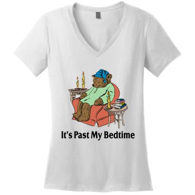 Its Past My Bedtime Funny Bear Women's V-Neck T-Shirt