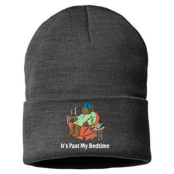 Its Past My Bedtime Funny Bear Sustainable Knit Beanie