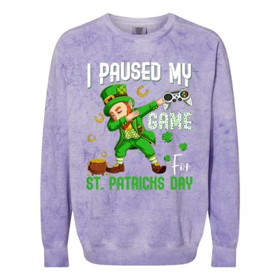 I Paused My Game For St Patricks Day Dabbing Leprechaun Boy Colorblast Crewneck Sweatshirt