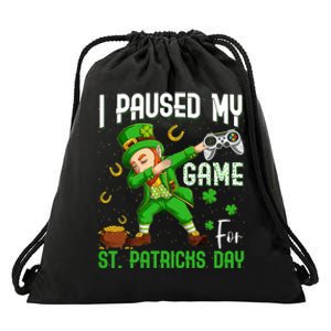 I Paused My Game For St Patricks Day Dabbing Leprechaun Boy Drawstring Bag