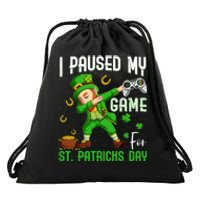 I Paused My Game For St Patricks Day Dabbing Leprechaun Boy Drawstring Bag