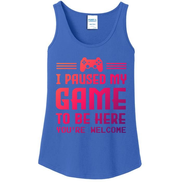 I Paused My Game To Be Here Funny Game Lovers Retro Gift Ladies Essential Tank