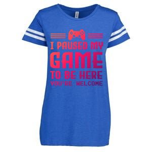 I Paused My Game To Be Here Funny Game Lovers Retro Gift Enza Ladies Jersey Football T-Shirt