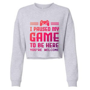 I Paused My Game To Be Here Funny Game Lovers Retro Gift Cropped Pullover Crew