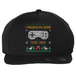 I Paused My Game To Be Here Gaming Ugly Christmas Sweater Wool Snapback Cap