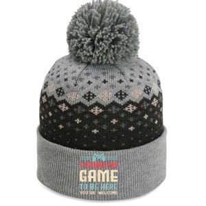 I Paused My Game To Be Here Funny Game Lovers Retro Gift The Baniff Cuffed Pom Beanie