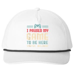 I Paused My Game To Be Here Funny Game Lovers Retro Gift Snapback Five-Panel Rope Hat