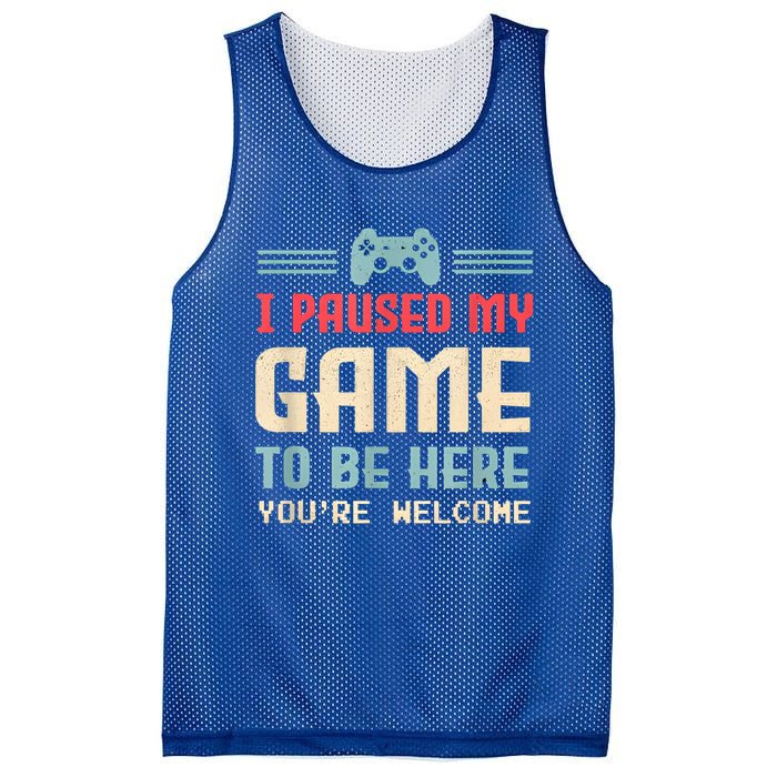 I Paused My Game To Be Here Funny Game Lovers Retro Gift Mesh Reversible Basketball Jersey Tank