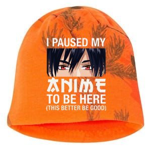 I Paused My Anime To Be Here Japan Kawaii Manga Anime Gifts Kati - Camo Knit Beanie