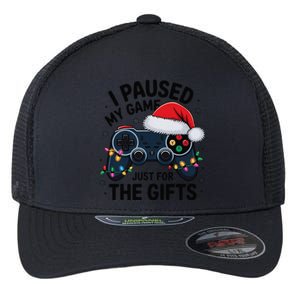 I Paused My Game To Be Here Funny Christmas Gamer Flexfit Unipanel Trucker Cap