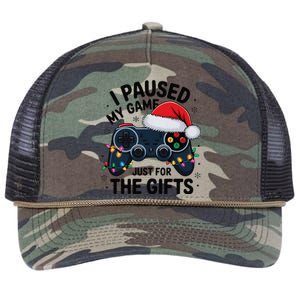 I Paused My Game To Be Here Funny Christmas Gamer Retro Rope Trucker Hat Cap