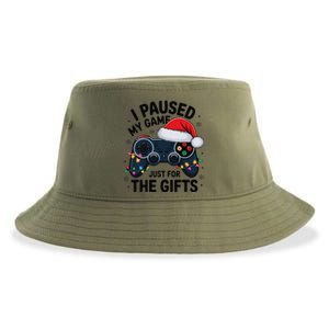 I Paused My Game To Be Here Funny Christmas Gamer Sustainable Bucket Hat