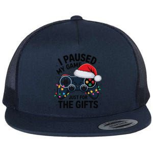 I Paused My Game To Be Here Funny Christmas Gamer Flat Bill Trucker Hat