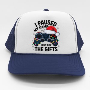 I Paused My Game To Be Here Funny Christmas Gamer Trucker Hat