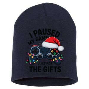 I Paused My Game To Be Here Funny Christmas Gamer Short Acrylic Beanie