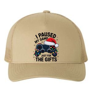 I Paused My Game To Be Here Funny Christmas Gamer Yupoong Adult 5-Panel Trucker Hat