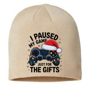 I Paused My Game To Be Here Funny Christmas Gamer Sustainable Beanie