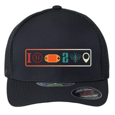 I Paused My Game To Be Here Icons Cool Gaming Retro Vintage Meaningful Gift Flexfit Unipanel Trucker Cap