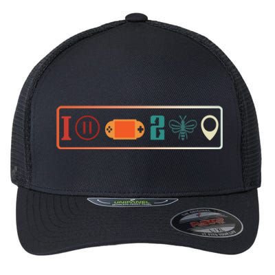 I Paused My Game To Be Here Icons Cool Gaming Retro Vintage Meaningful Gift Flexfit Unipanel Trucker Cap