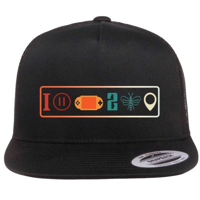 I Paused My Game To Be Here Icons Cool Gaming Retro Vintage Meaningful Gift Flatbill Hat