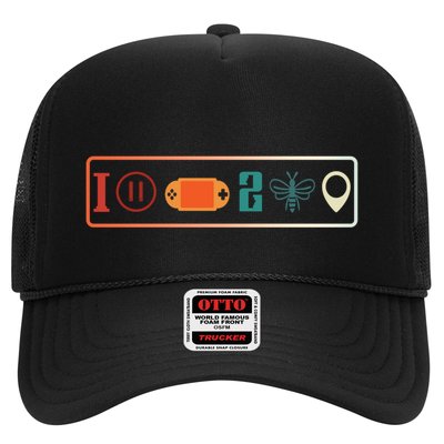 I Paused My Game To Be Here Icons Cool Gaming Retro Vintage Meaningful Gift Trucker Hat