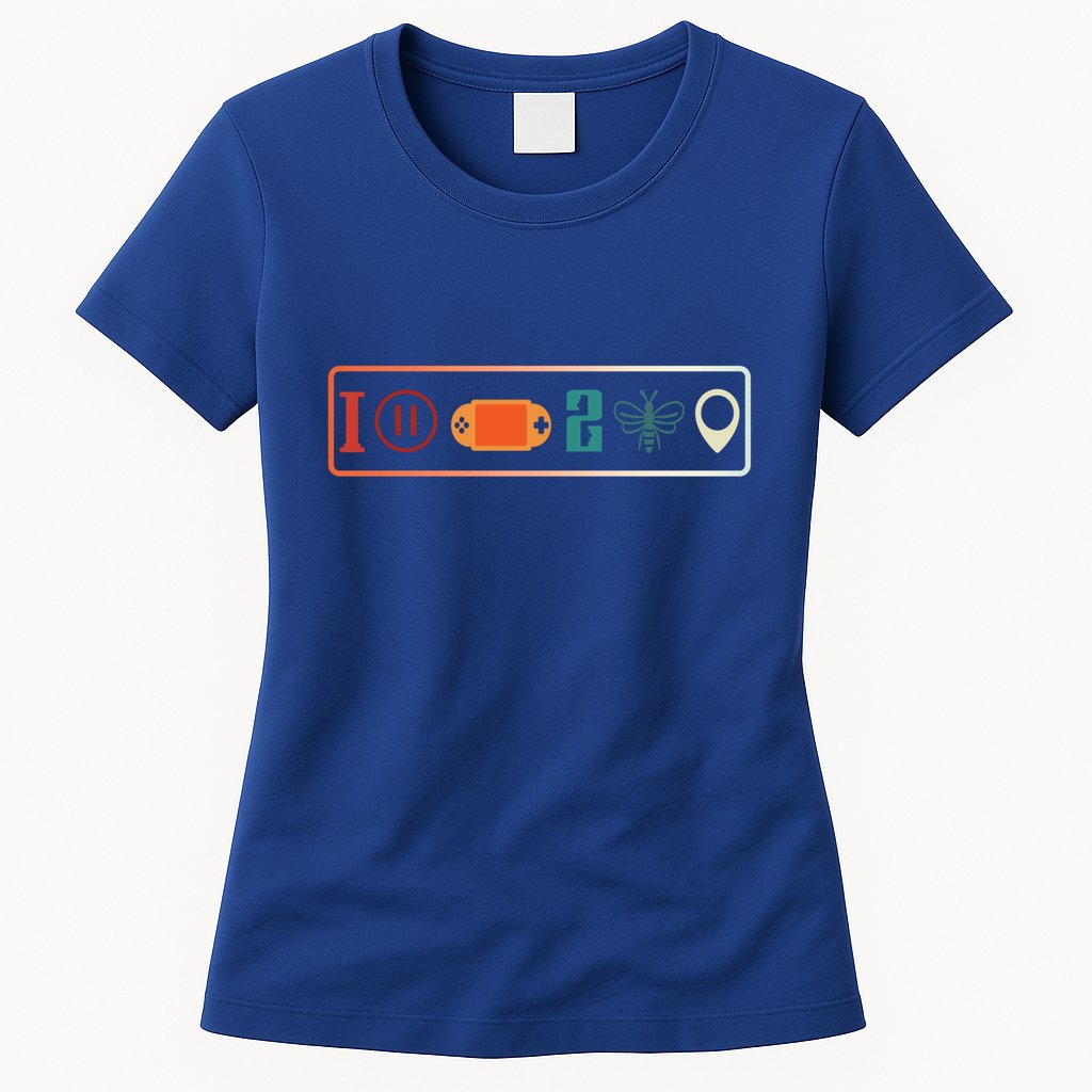 I Paused My Game To Be Here Icons Cool Gaming Retro Vintage Meaningful Gift Womens T-Shirt