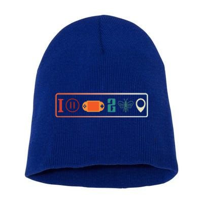 I Paused My Game To Be Here Icons Cool Gaming Retro Vintage Meaningful Gift Short Acrylic Beanie