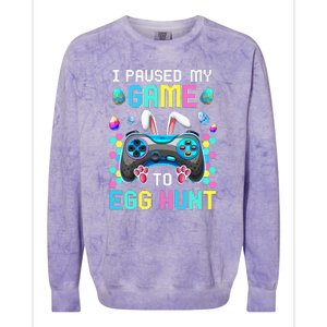 I Paused My Game To Egg Hunt Easter Funny Gamer Colorblast Crewneck Sweatshirt