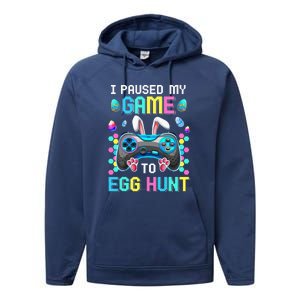 I Paused My Game To Egg Hunt Easter Funny Gamer Performance Fleece Hoodie