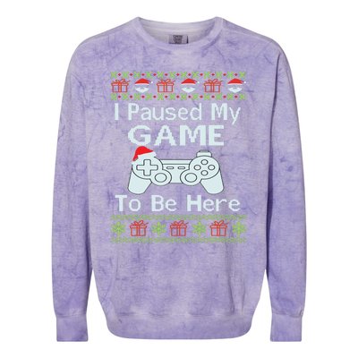 I Paused My Game To Be Here Ugly Sweater Funny Christmas Colorblast Crewneck Sweatshirt