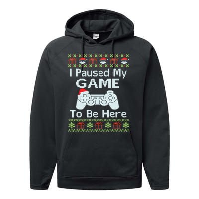 I Paused My Game To Be Here Ugly Sweater Funny Christmas Performance Fleece Hoodie