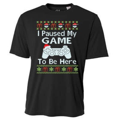 I Paused My Game To Be Here Ugly Sweater Funny Christmas Cooling Performance Crew T-Shirt