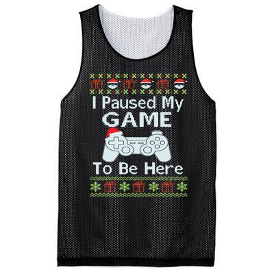 I Paused My Game To Be Here Ugly Sweater Funny Christmas Mesh Reversible Basketball Jersey Tank