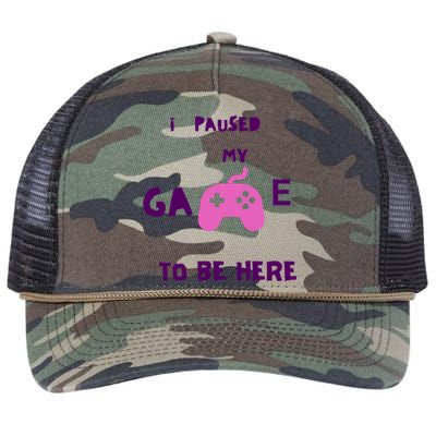 I Paused My Game To Be Here Video Games Lovers Gaming Fan Gift Retro Rope Trucker Hat Cap