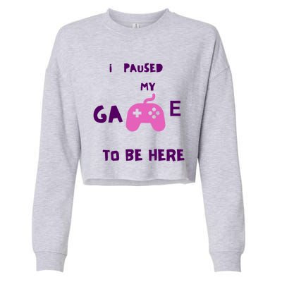 I Paused My Game To Be Here Video Games Lovers Gaming Fan Gift Cropped Pullover Crew