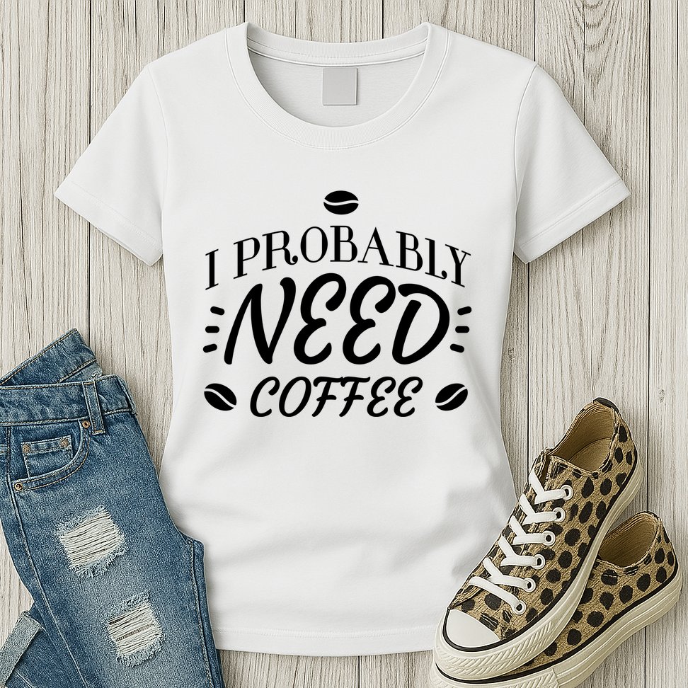 I Probably Need Coffee Womens T-Shirt