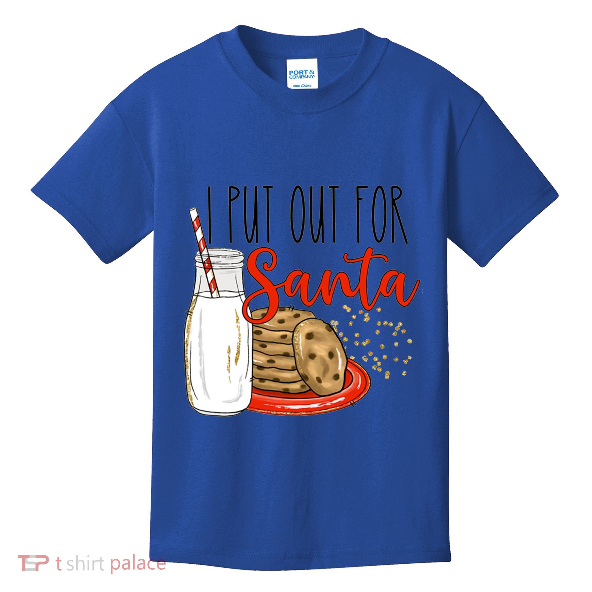 I Put Out For Santa Funny Christmas Family Milk Cookie Funny Gift Kids T-Shirt