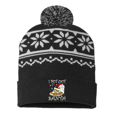 I Put Out For Santa Milk And Cookies Christmas Funny Sarcasm USA-Made Snowflake Beanie