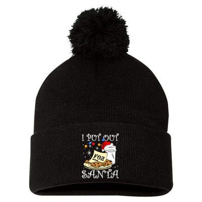 I Put Out For Santa Milk And Cookies Christmas Funny Sarcasm Pom Pom 12in Knit Beanie