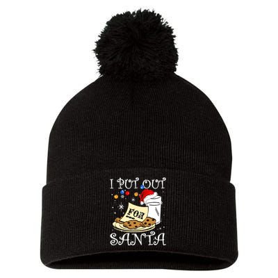 I Put Out For Santa Milk And Cookies Christmas Funny Sarcasm Pom Pom 12in Knit Beanie