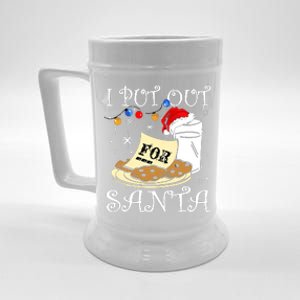 I Put Out For Santa Milk And Cookies Christmas Funny Sarcasm Beer Stein