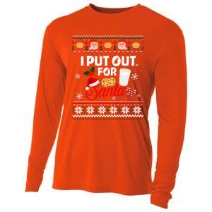 I Put Out For Santa Funny Christmas Cookies And Milk Ugly Funny Gift Cooling Performance Long Sleeve Crew