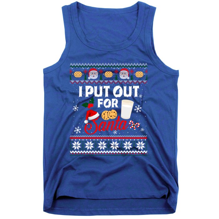 I Put Out For Santa Funny Christmas Cookies And Milk Ugly Funny Gift Tank Top