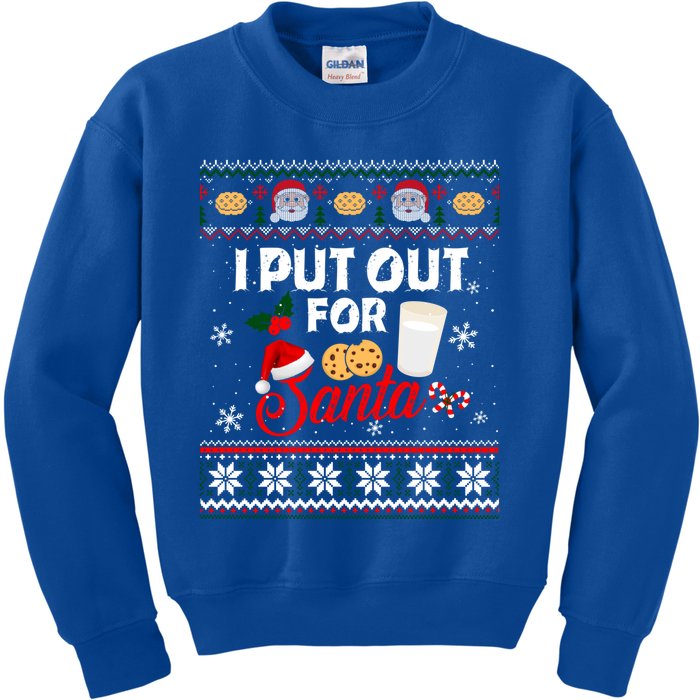 I Put Out For Santa Funny Christmas Cookies And Milk Ugly Funny Gift Kids Sweatshirt