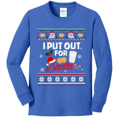 I Put Out For Santa Funny Christmas Cookies And Milk Ugly Funny Gift Kids Long Sleeve Shirt