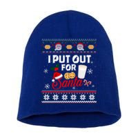 I Put Out For Santa Funny Christmas Cookies And Milk Ugly Funny Gift Short Acrylic Beanie