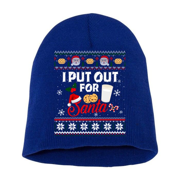 I Put Out For Santa Funny Christmas Cookies And Milk Ugly Funny Gift Short Acrylic Beanie