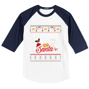 I Put Out For Santa Funny Christmas Cookies And Milk Ugly Funny Gift Baseball Sleeve Shirt