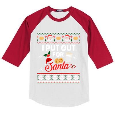 I Put Out For Santa Funny Christmas Cookies And Milk Ugly Funny Gift Kids Colorblock Raglan Jersey