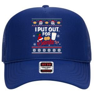 I Put Out For Santa Funny Christmas Cookies And Milk Ugly Funny Gift High Crown Mesh Back Trucker Hat